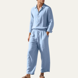 The Cumberland Men’s Linen Shirt & Wide Leg Pants Set – Casual Beach Outfit