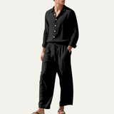 The Cumberland Men’s Linen Shirt & Wide Leg Pants Set – Casual Beach Outfit