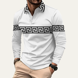 The Ortisei Men’s Greek Key Print Casual Slim Fit Polo Shirt