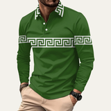 The Ortisei Men’s Greek Key Print Casual Slim Fit Polo Shirt