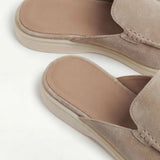 Beige Suede Yacht Mule